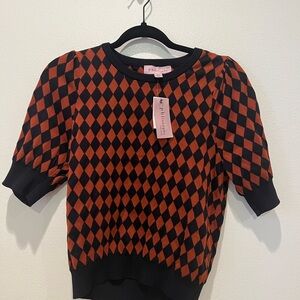 Philosophy Black and Orange Argyle Sweater